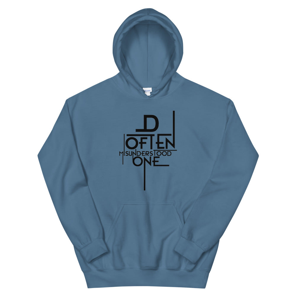 Black Abstract D Often Misunderstood One Hoodie (Mens)