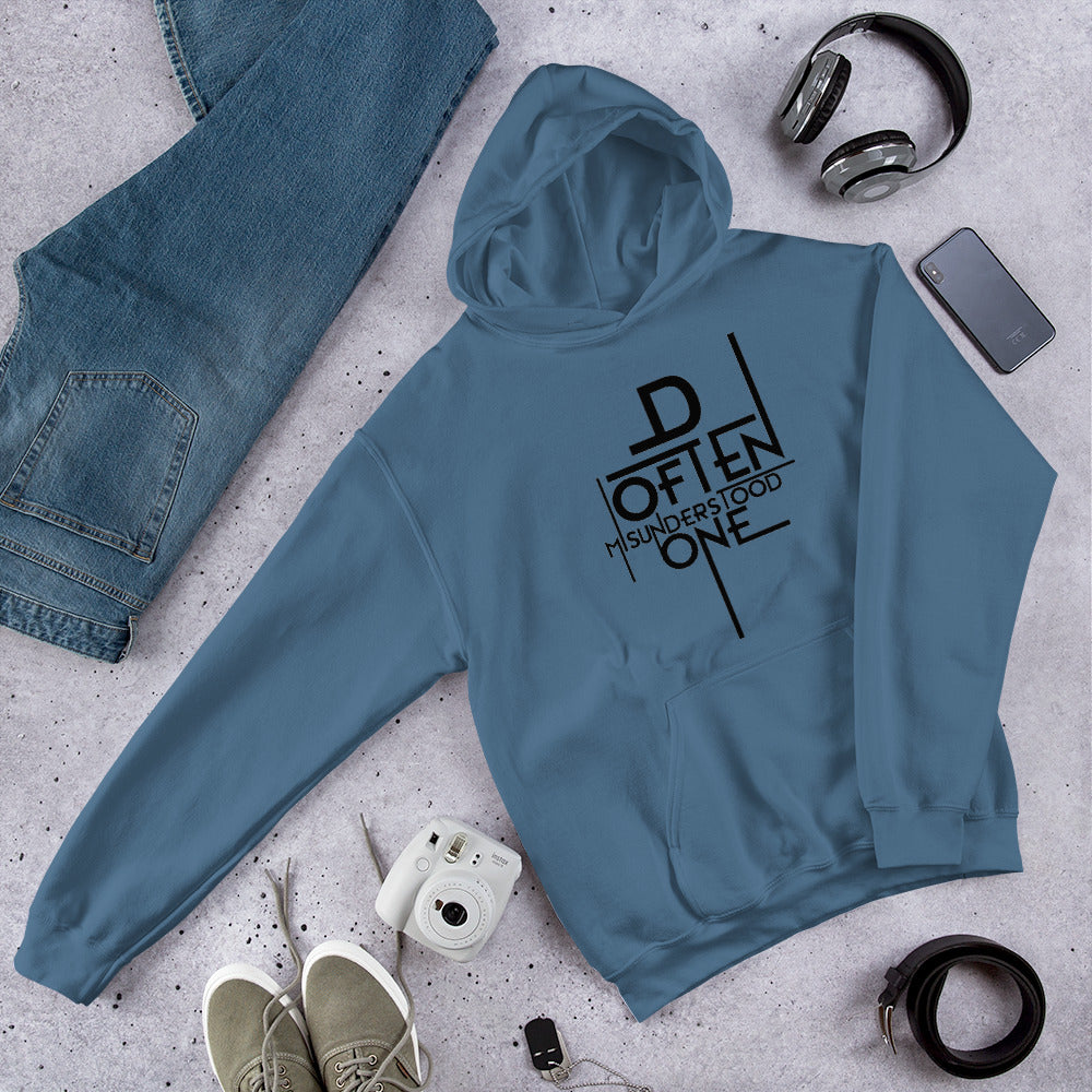 Black Abstract D Often Misunderstood One Hoodie (Womens)