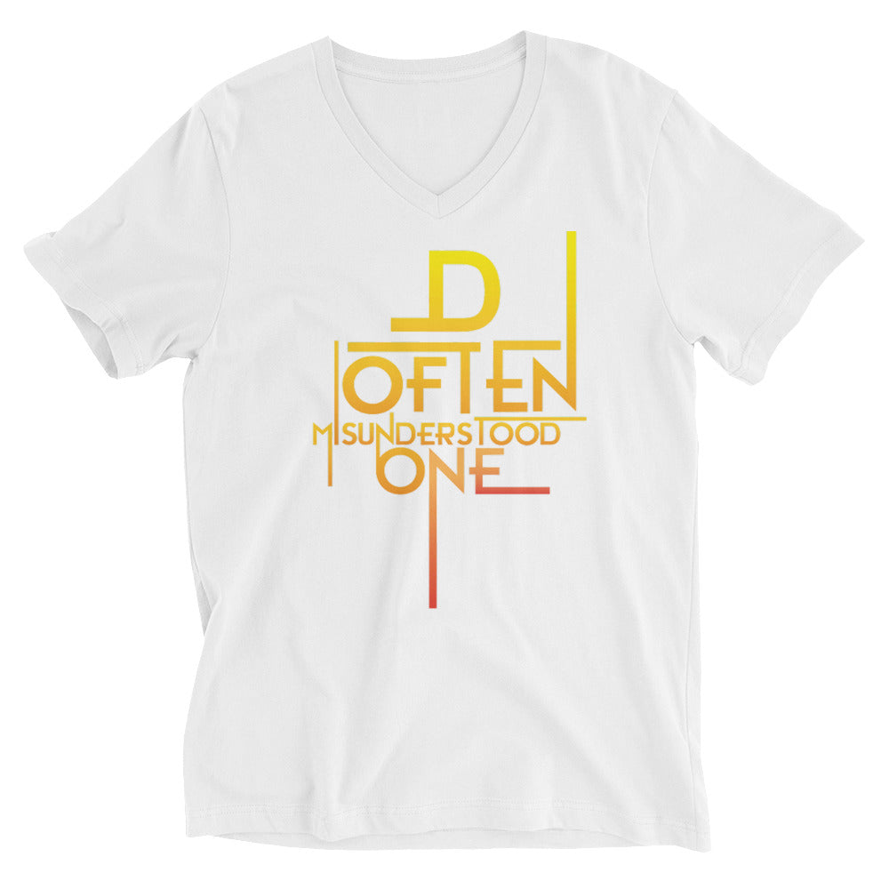 Abstract D Often Misunderstood Short Sleeve V-Neck T-Shirt (Womens)