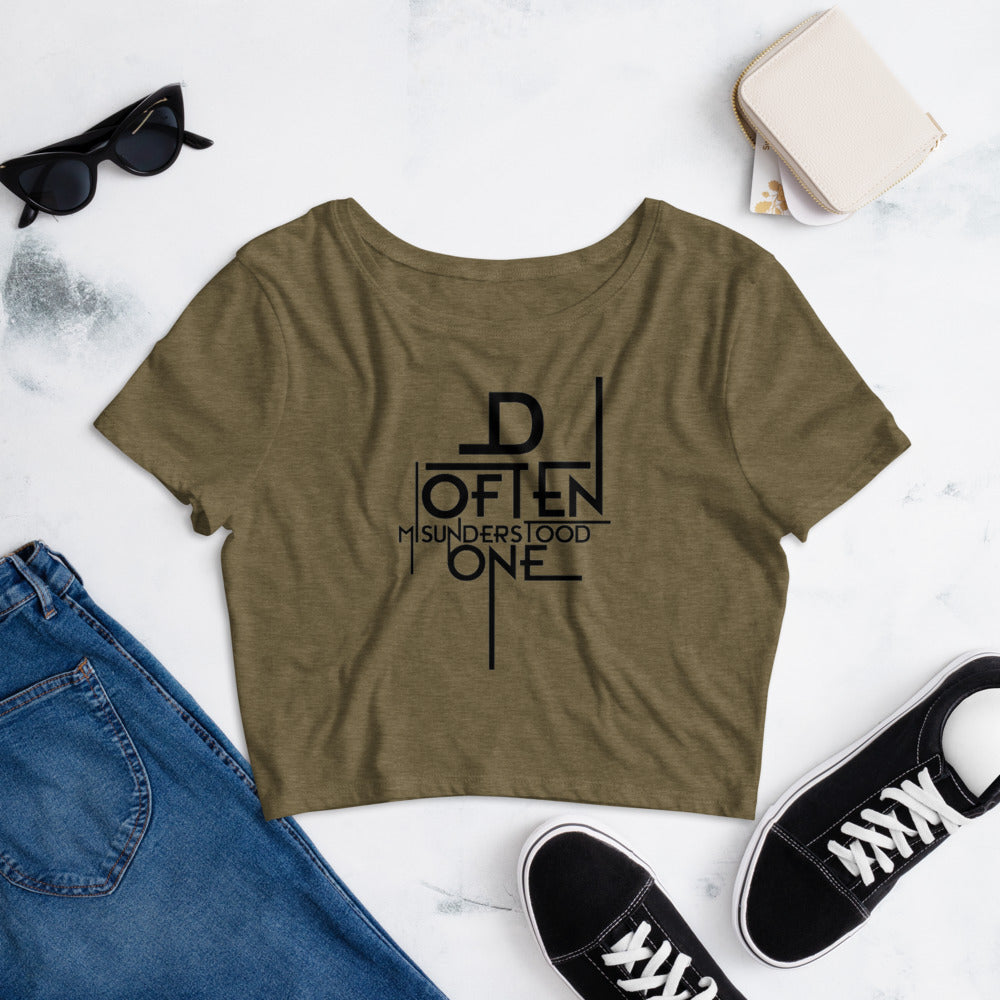 Abstract D Often Misunderstood Women’s Crop Tee